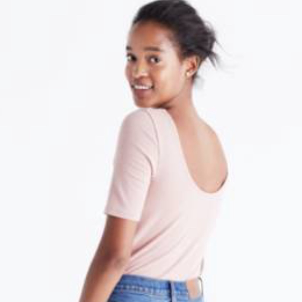 NWT Madewell Chorus Scoop-Back Tee Size S in Dusty Blush